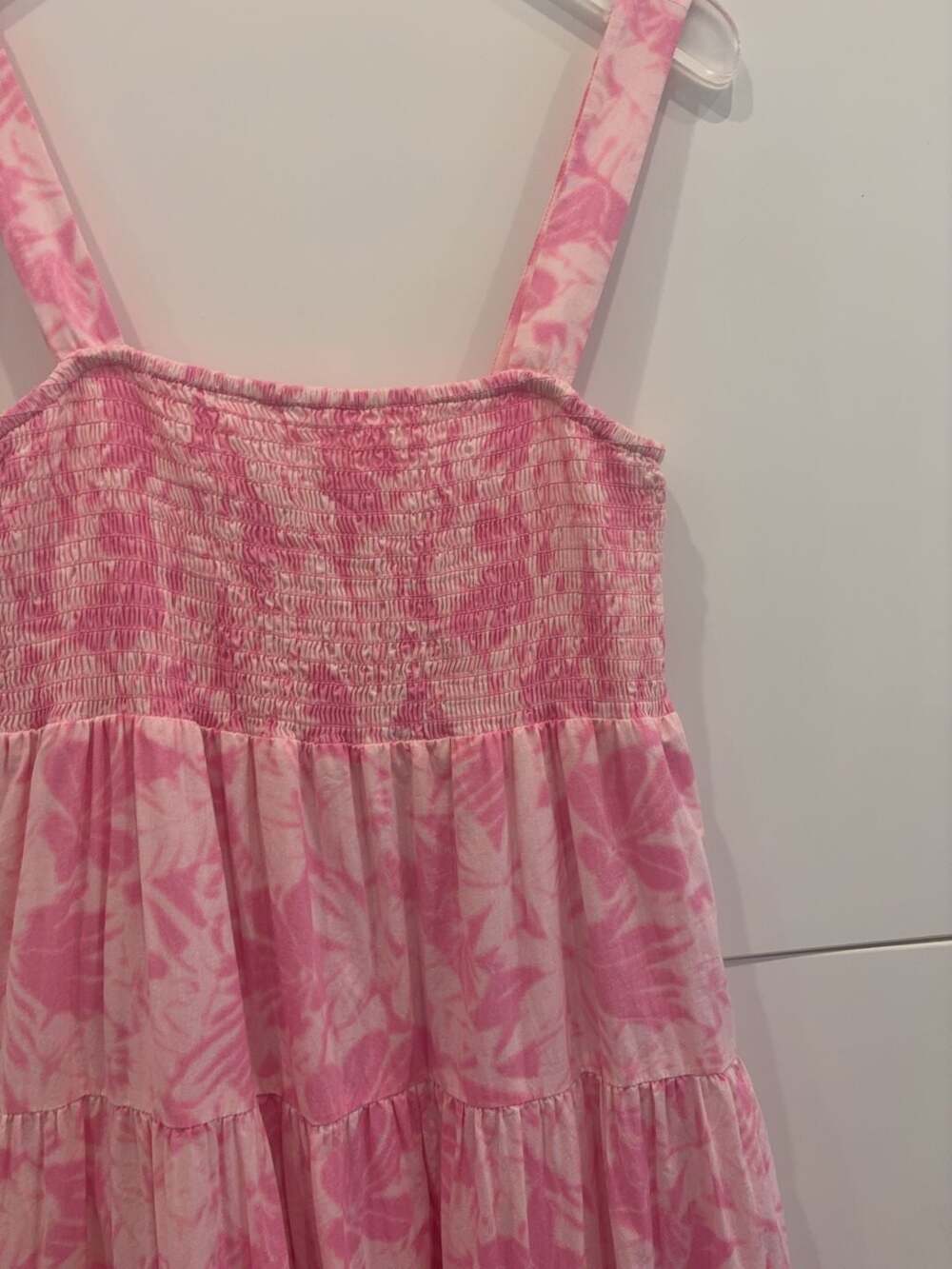 Michael Kors Pink Floral Smocked Tiered Maxi Dress Size M - Picture 2 of 9